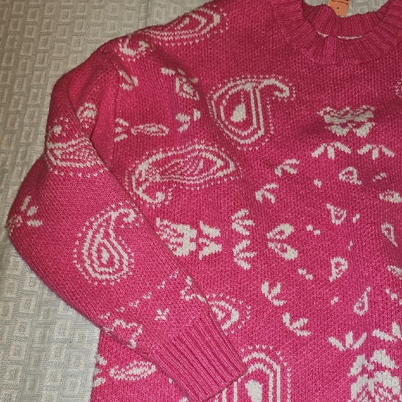 American Eagle Outfitters Bandana Oversized Pink Paisley Sweater Xs Women NEW - Picture 4 of 7